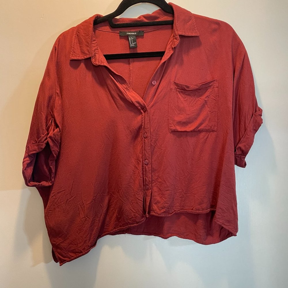 Forever 21 button up crop top